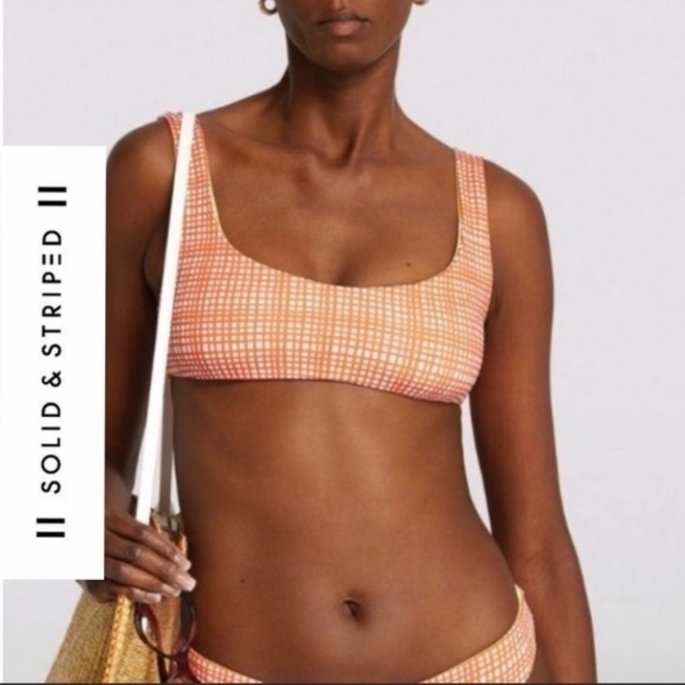 SOLID & STRIPED Elle Yellow/Orange Reversible Bikini Top